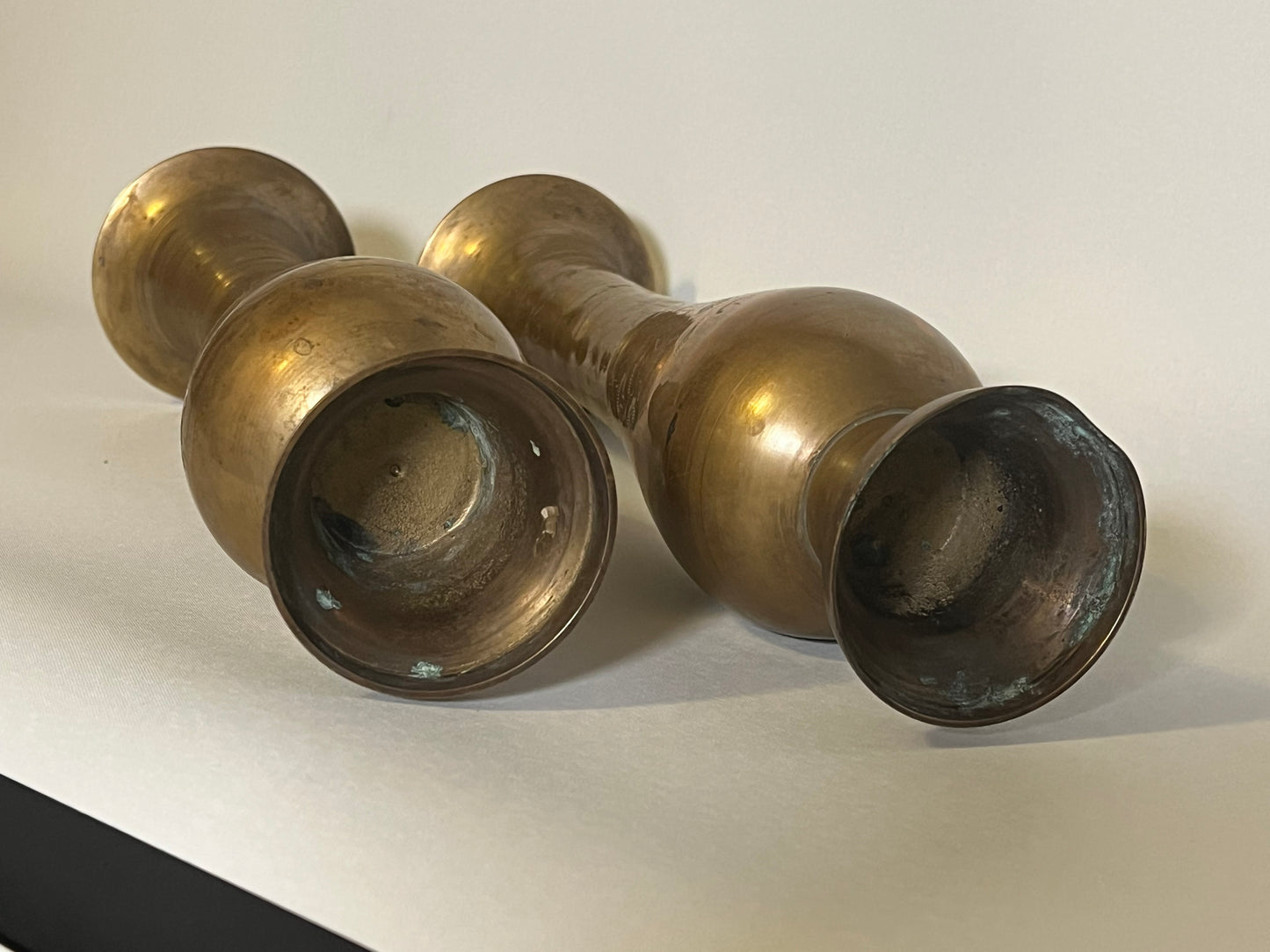 Pair of Etched Brass Vases