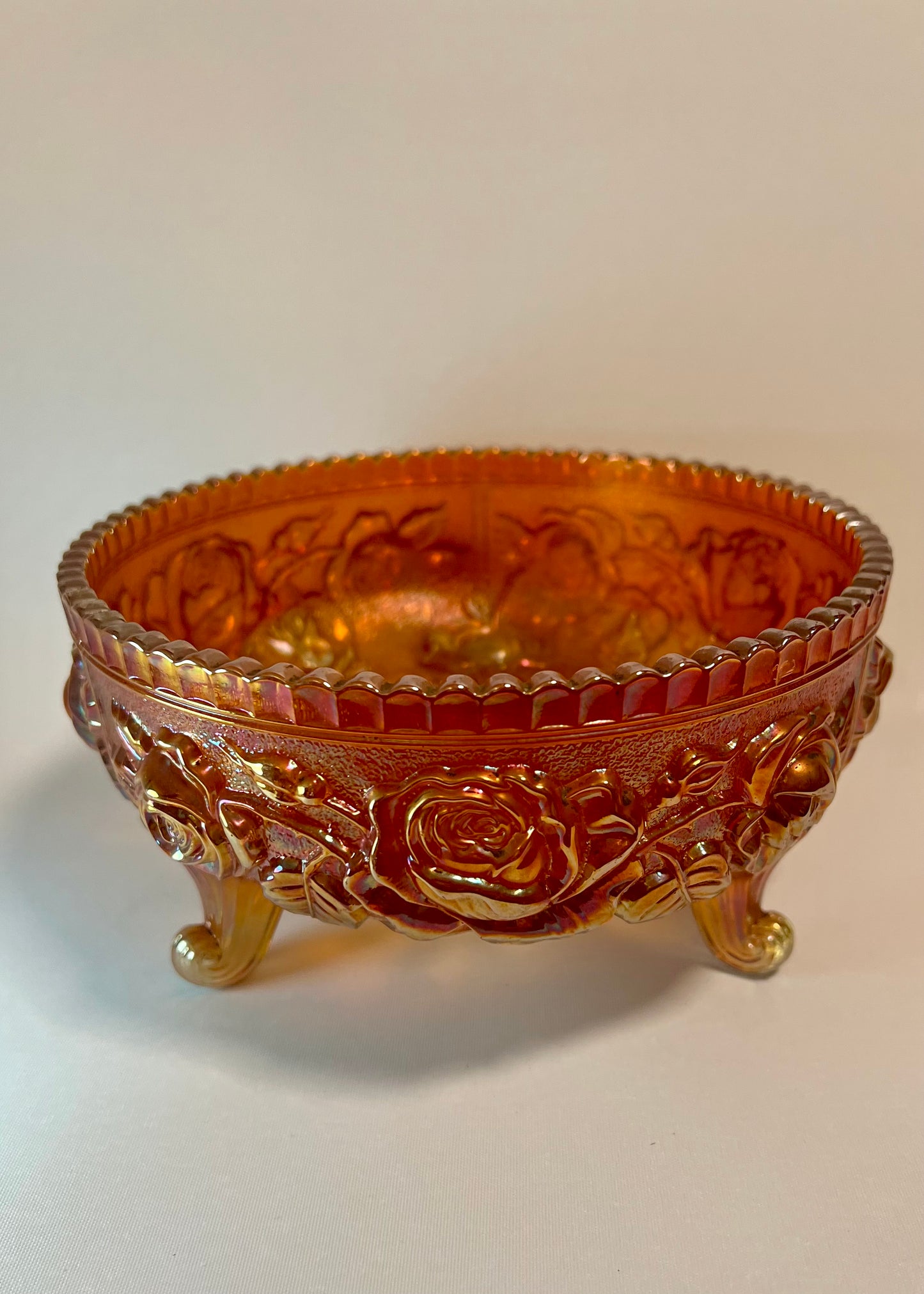 Imperial Carnival Glass Fernery Bowl - Lustre Rose Marigold