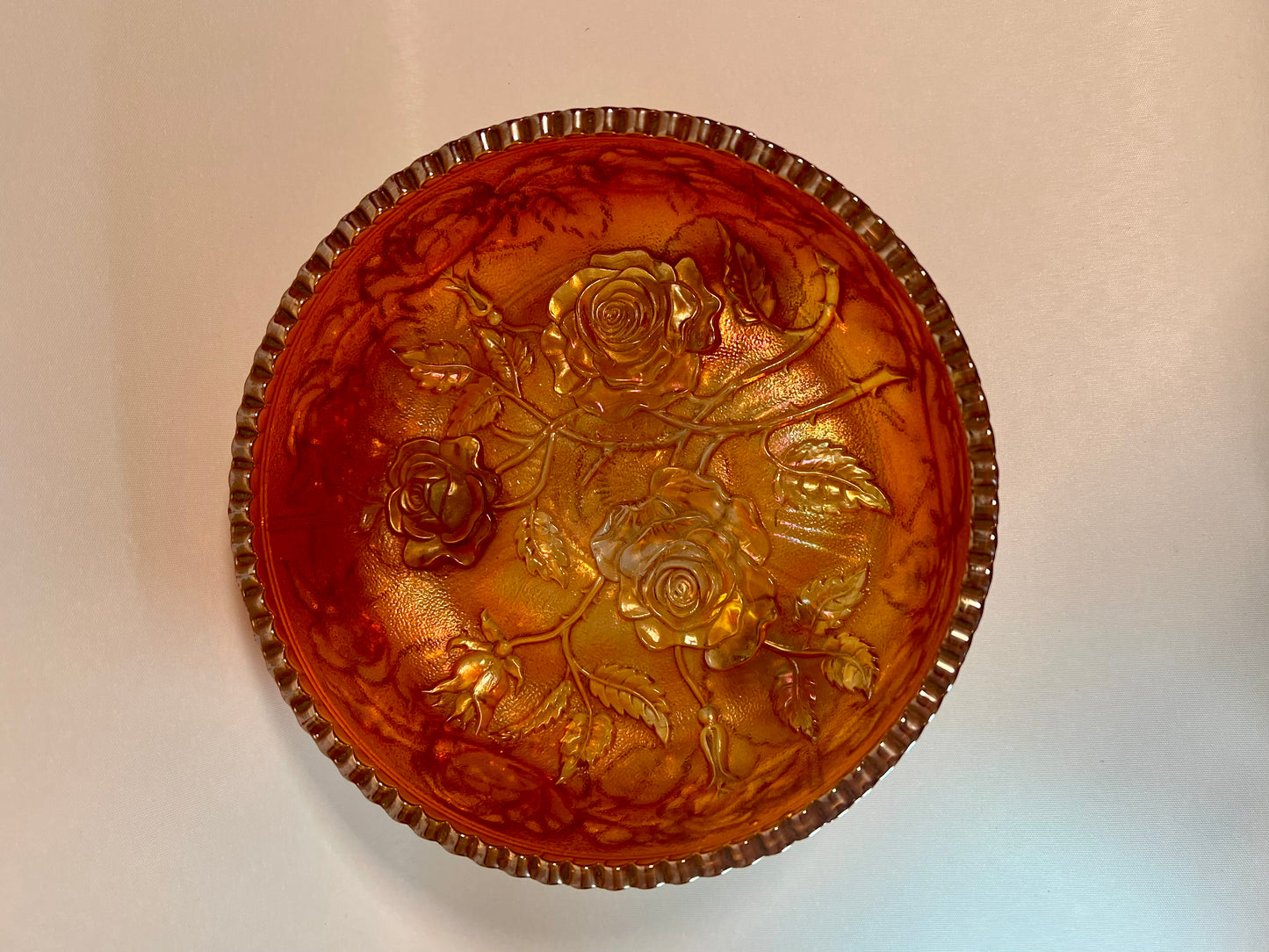 Imperial Carnival Glass Fernery Bowl - Lustre Rose Marigold