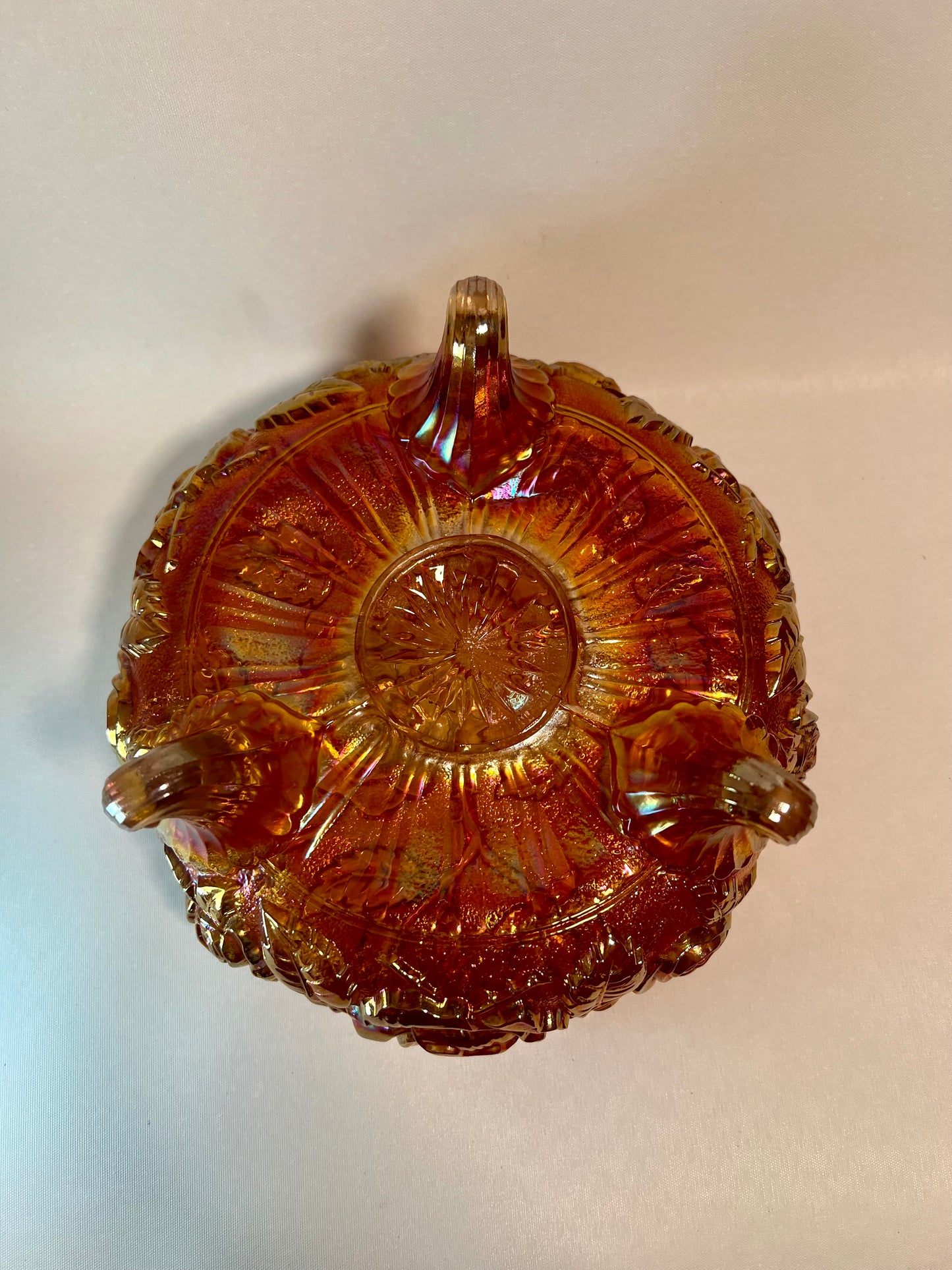 Imperial Carnival Glass Fernery Bowl - Lustre Rose Marigold