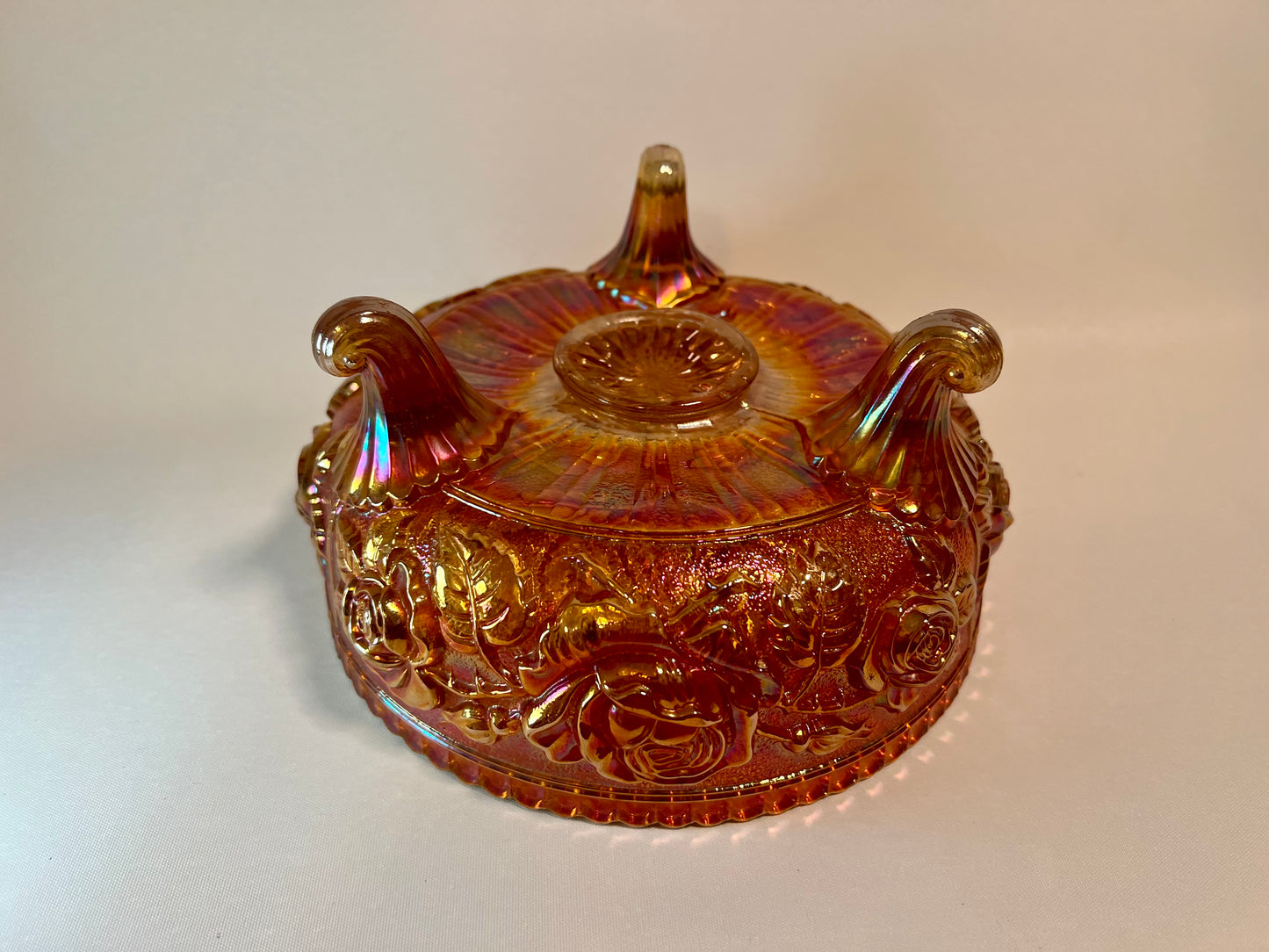 Imperial Carnival Glass Fernery Bowl - Lustre Rose Marigold