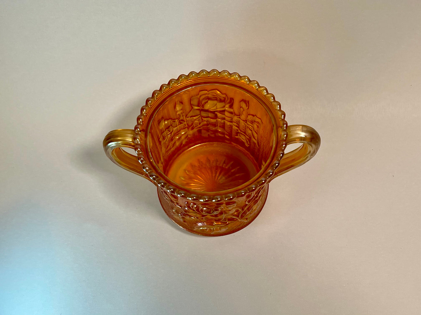 Imperial Carnival Glass Spooner/Open Sugar Bowl - Lustre Rose Marigold