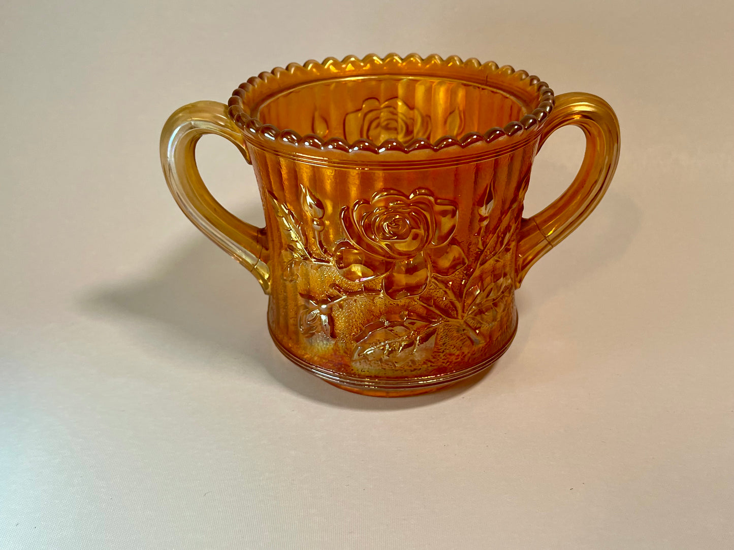 Imperial Carnival Glass Spooner/Open Sugar Bowl - Lustre Rose Marigold