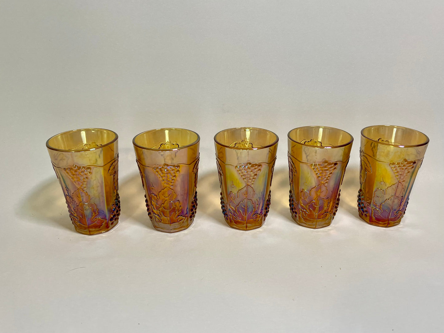 Set of 5, Harvest Carnival (Amber) Flat Juice Glasses