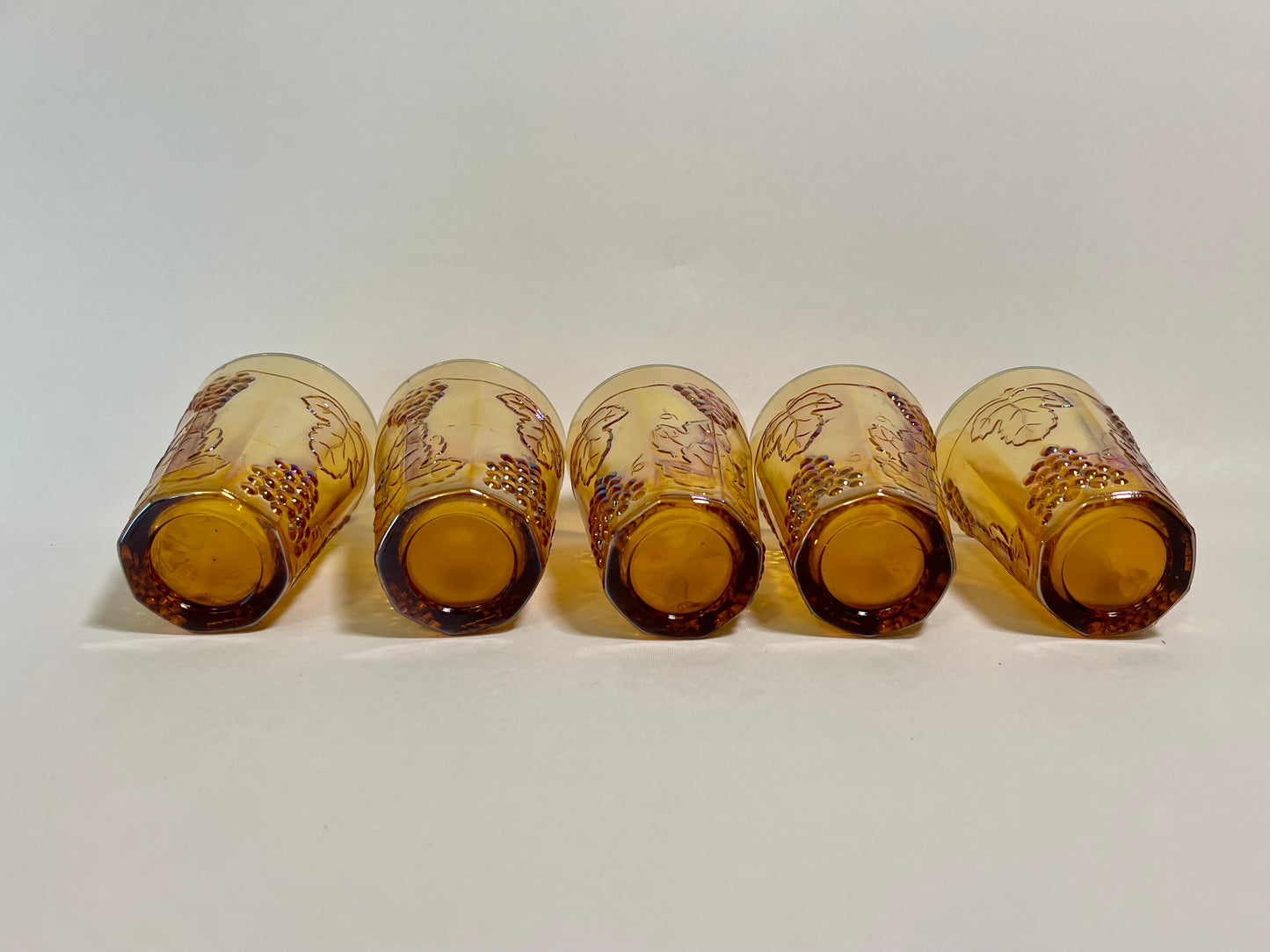 Set of 5, Harvest Carnival (Amber) Flat Juice Glasses