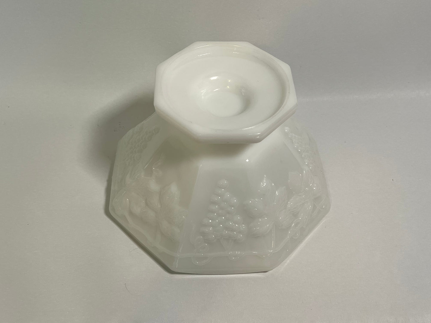 Anchor Hocking Harvest Grape Milk Glass Pedestal Bowl