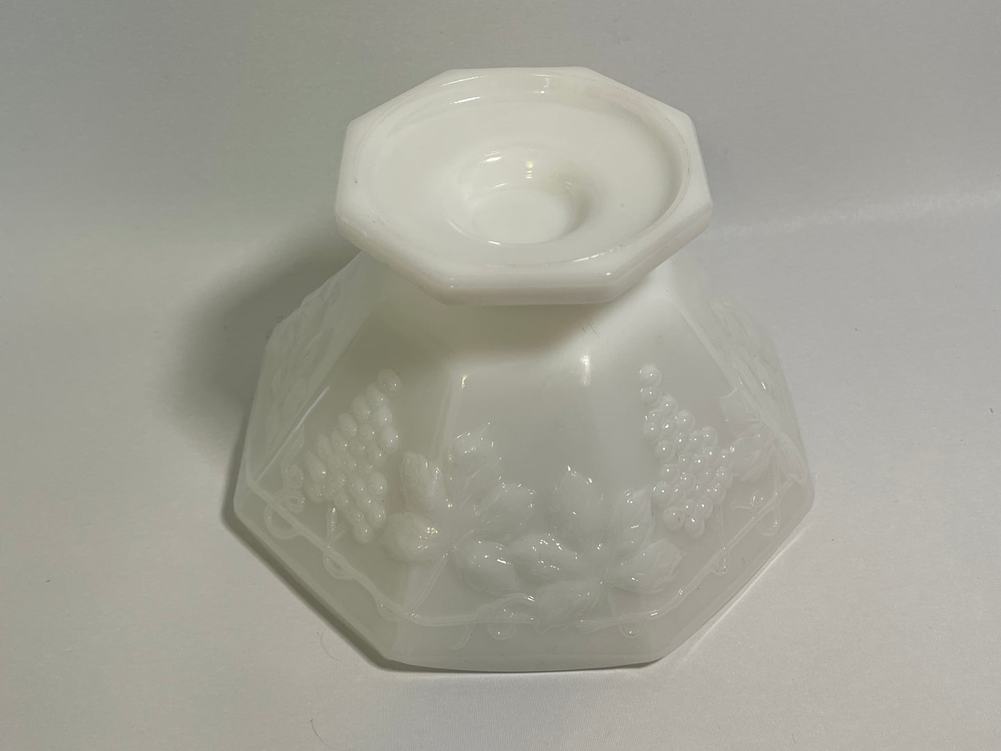 Anchor Hocking Harvest Grape Milk Glass Pedestal Bowl