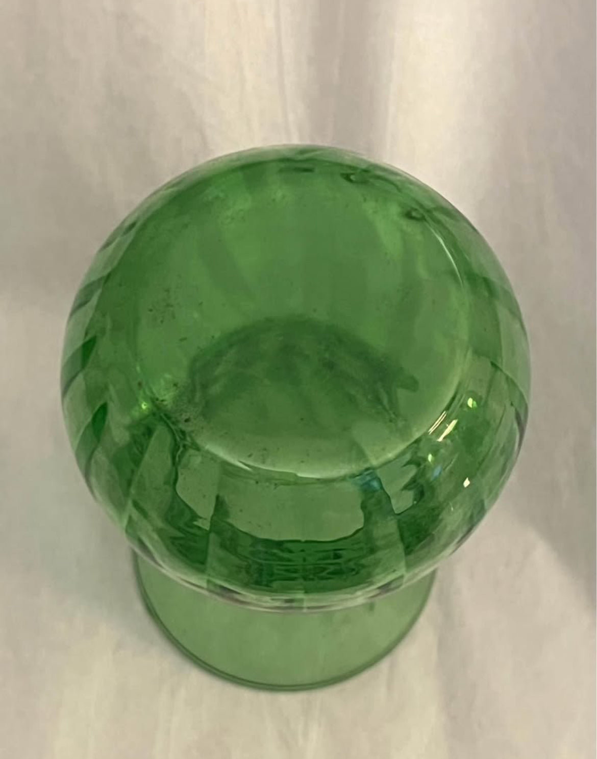 Vintage Anchor Hocking Green Glass Vase, Ribbed Swirl