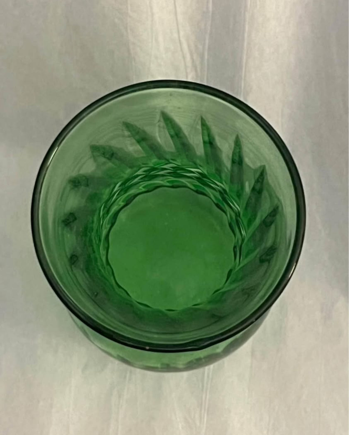 Vintage Anchor Hocking Green Glass Vase, Ribbed Swirl