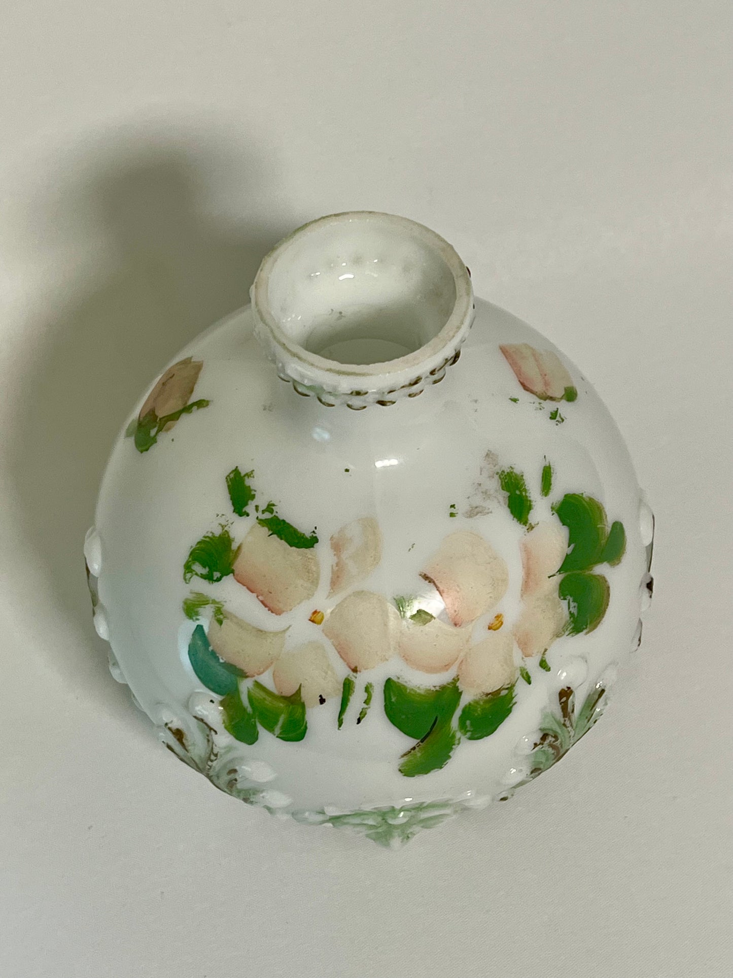 Antique Hand Painted Dithridge Milk Glass Barber Bottle