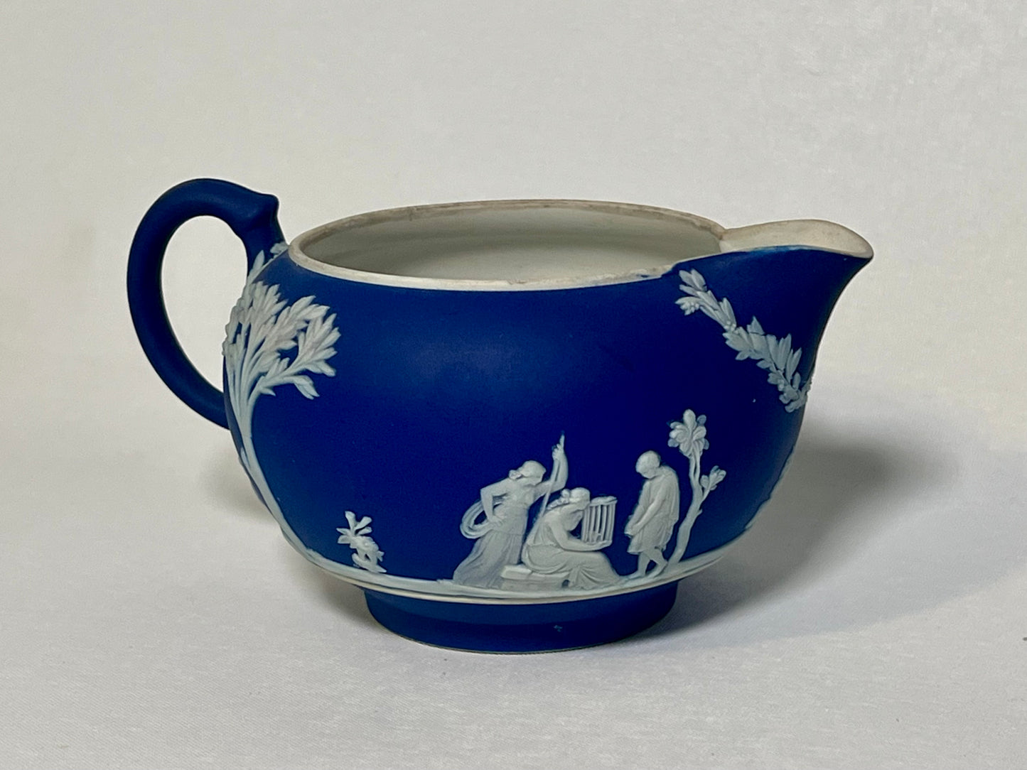 Cobalt Blue Wedgwood Jasperware Creamer (1930) and Sugar Dish (1936)