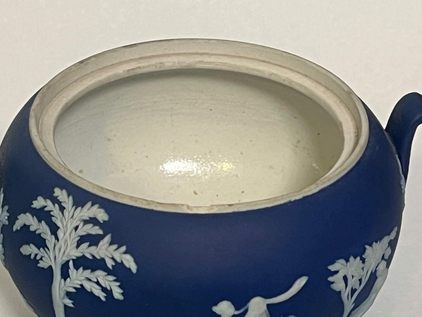 Cobalt Blue Wedgwood Jasperware Creamer (1930) and Sugar Dish (1936)