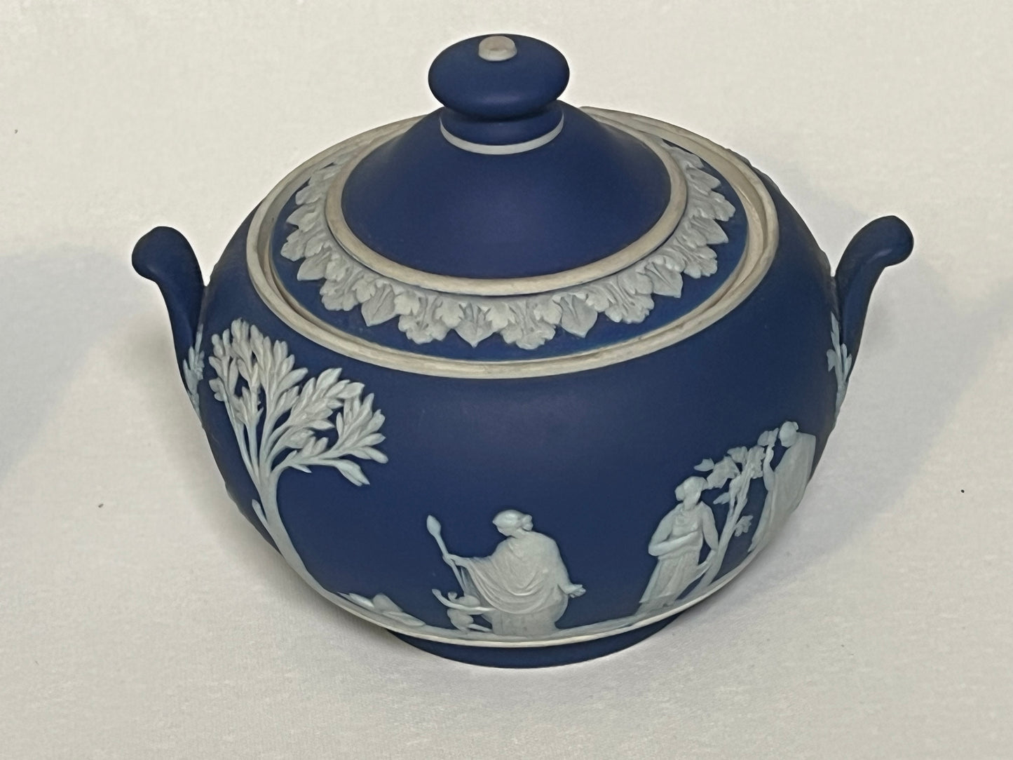 Cobalt Blue Wedgwood Jasperware Creamer (1930) and Sugar Dish (1936)