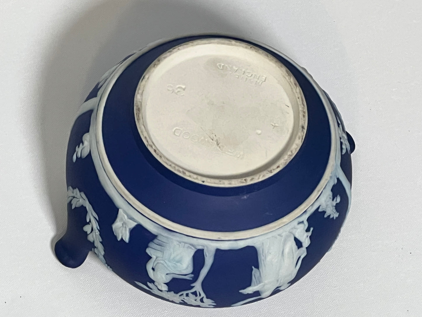 Cobalt Blue Wedgwood Jasperware Creamer (1930) and Sugar Dish (1936)