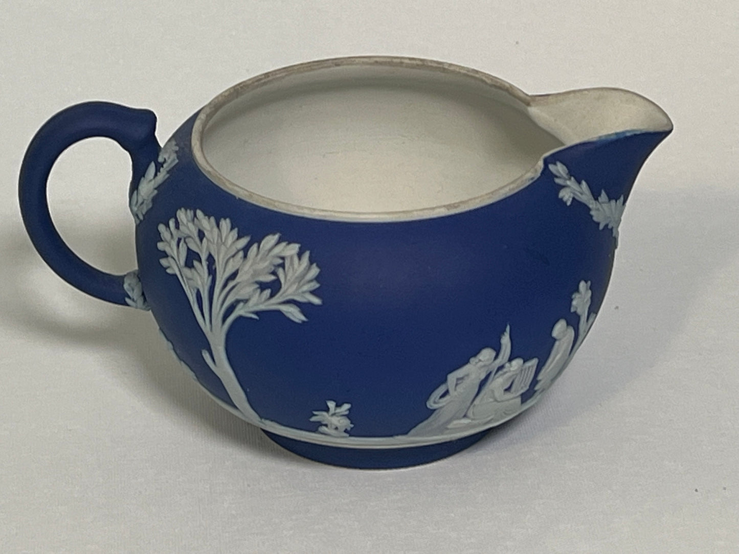 Cobalt Blue Wedgwood Jasperware Creamer (1930) and Sugar Dish (1936)