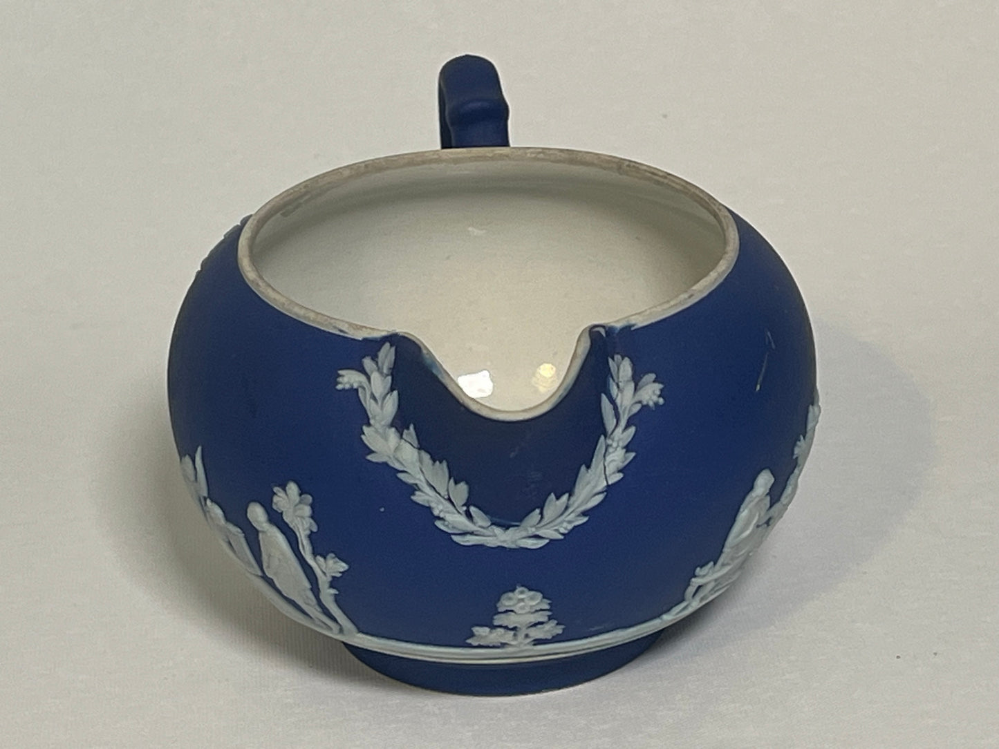 Cobalt Blue Wedgwood Jasperware Creamer (1930) and Sugar Dish (1936)
