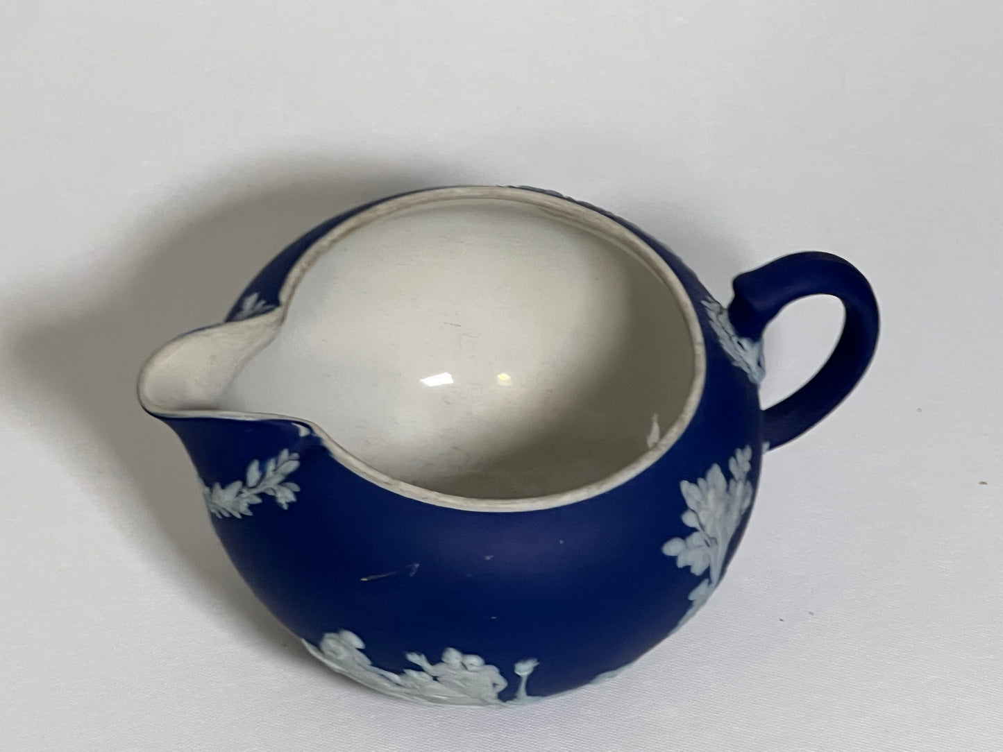 Cobalt Blue Wedgwood Jasperware Creamer (1930) and Sugar Dish (1936)