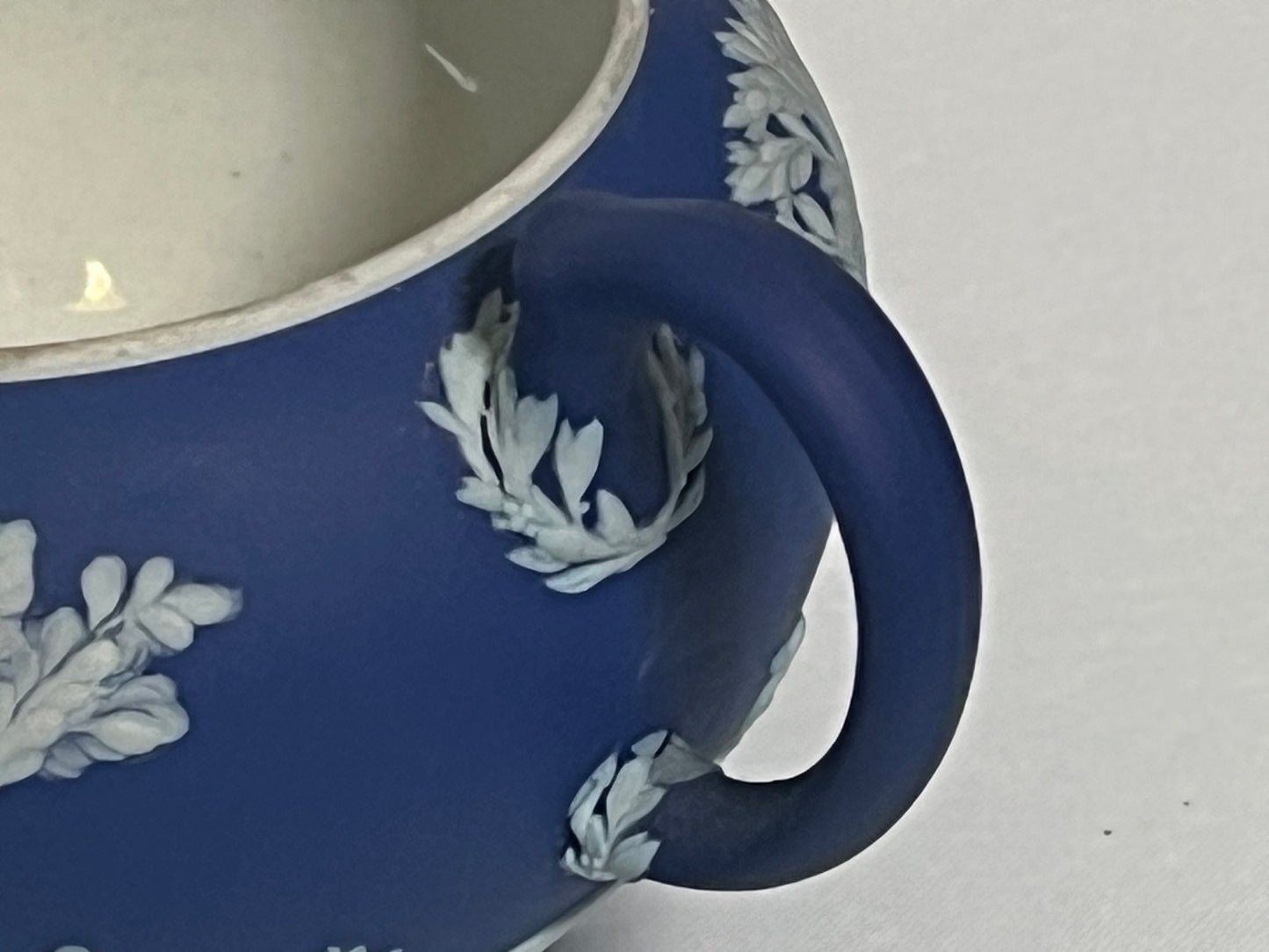Cobalt Blue Wedgwood Jasperware Creamer (1930) and Sugar Dish (1936)