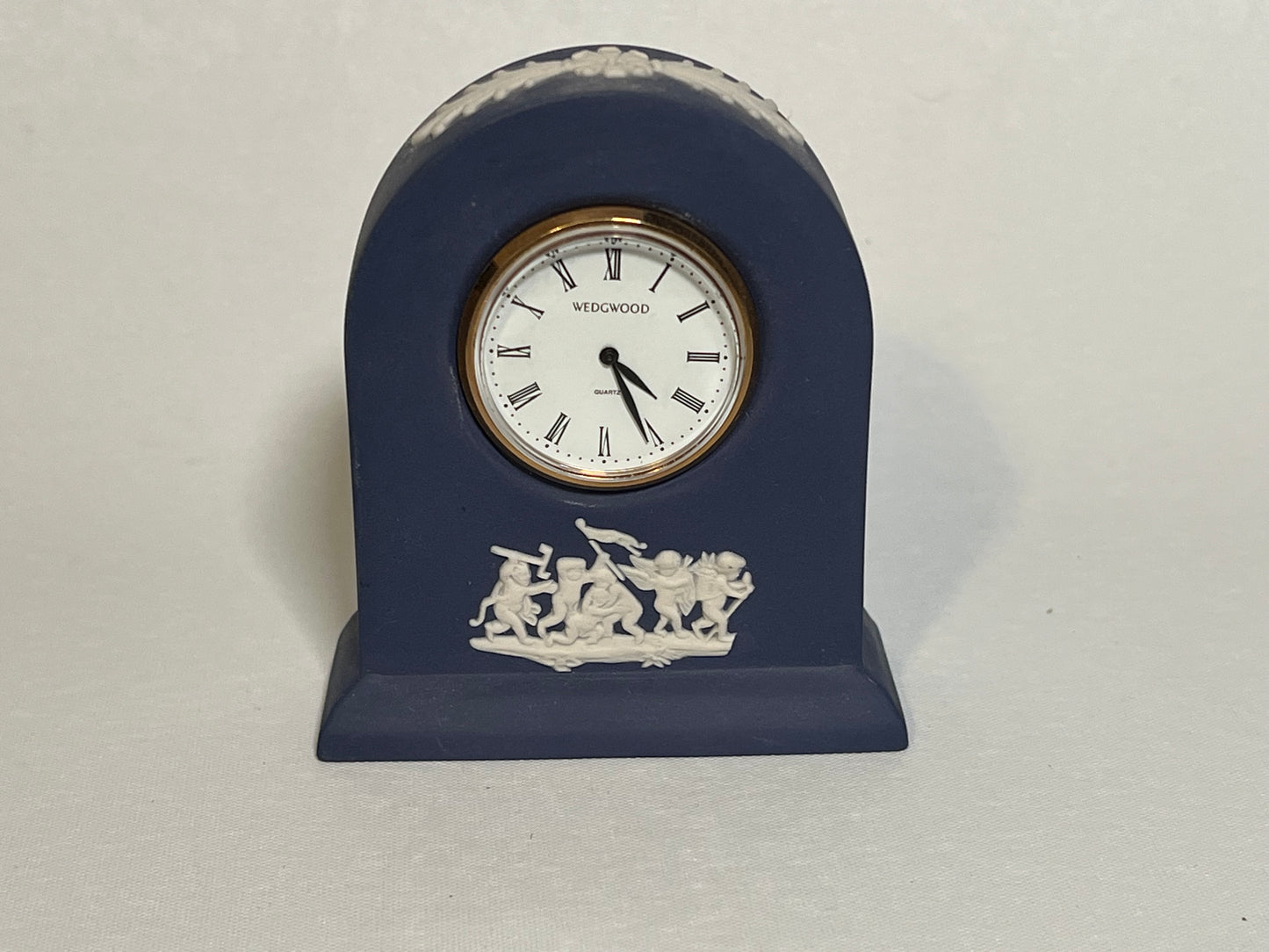 Wedgwood Portland Blue Jasperware Grecian Clock
