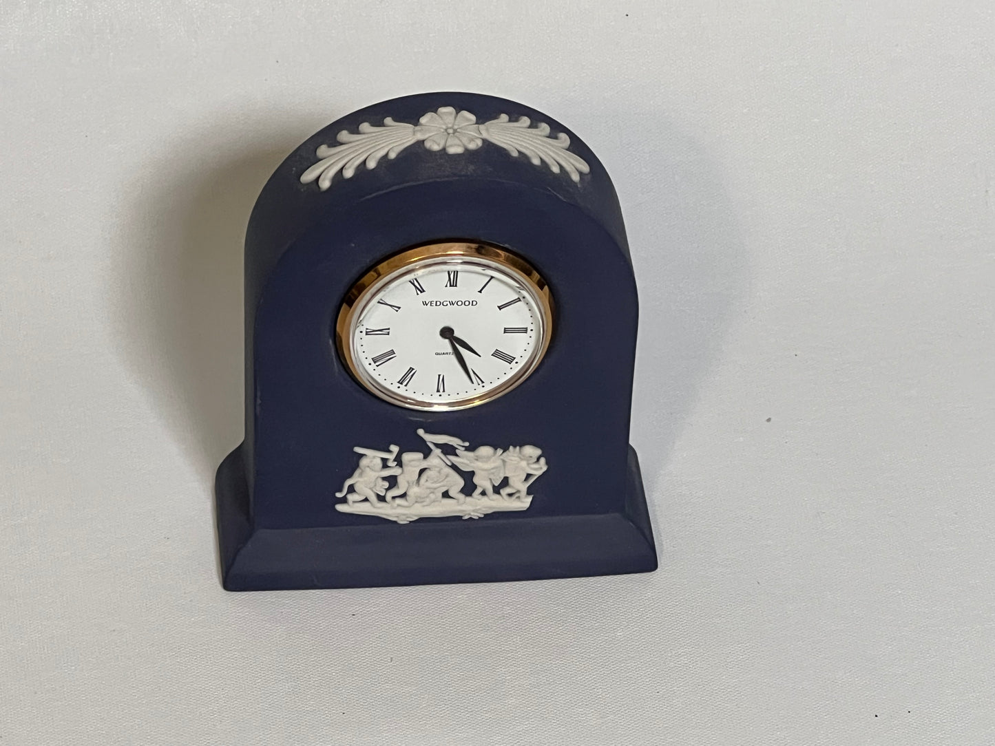 Wedgwood Portland Blue Jasperware Grecian Clock