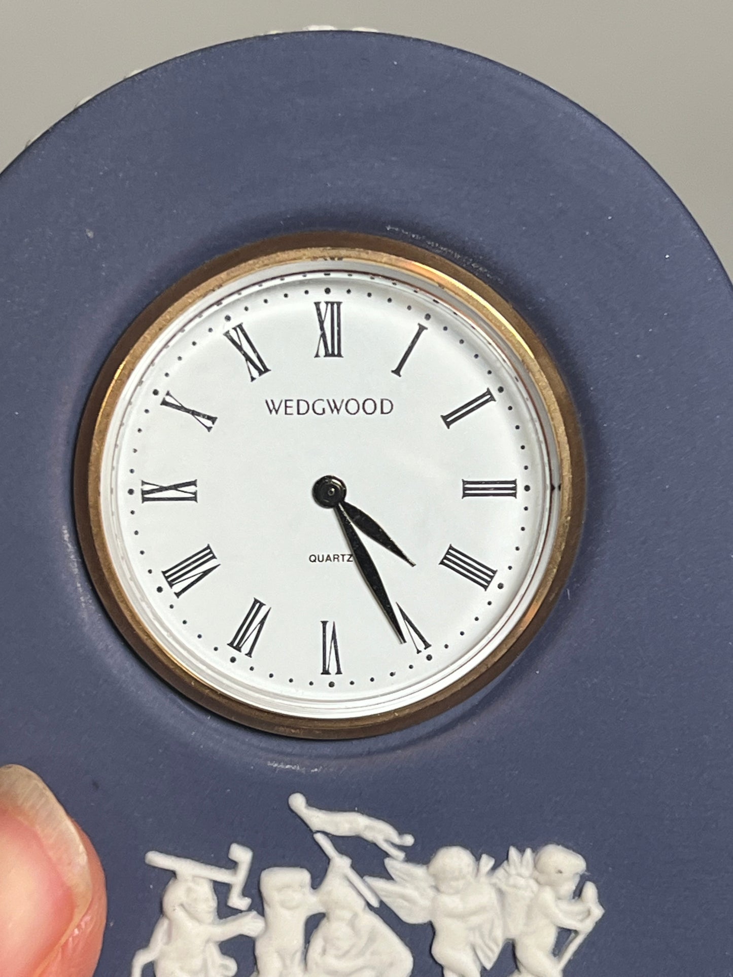 Wedgwood Portland Blue Jasperware Grecian Clock