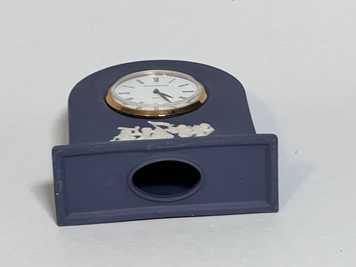 Wedgwood Portland Blue Jasperware Grecian Clock