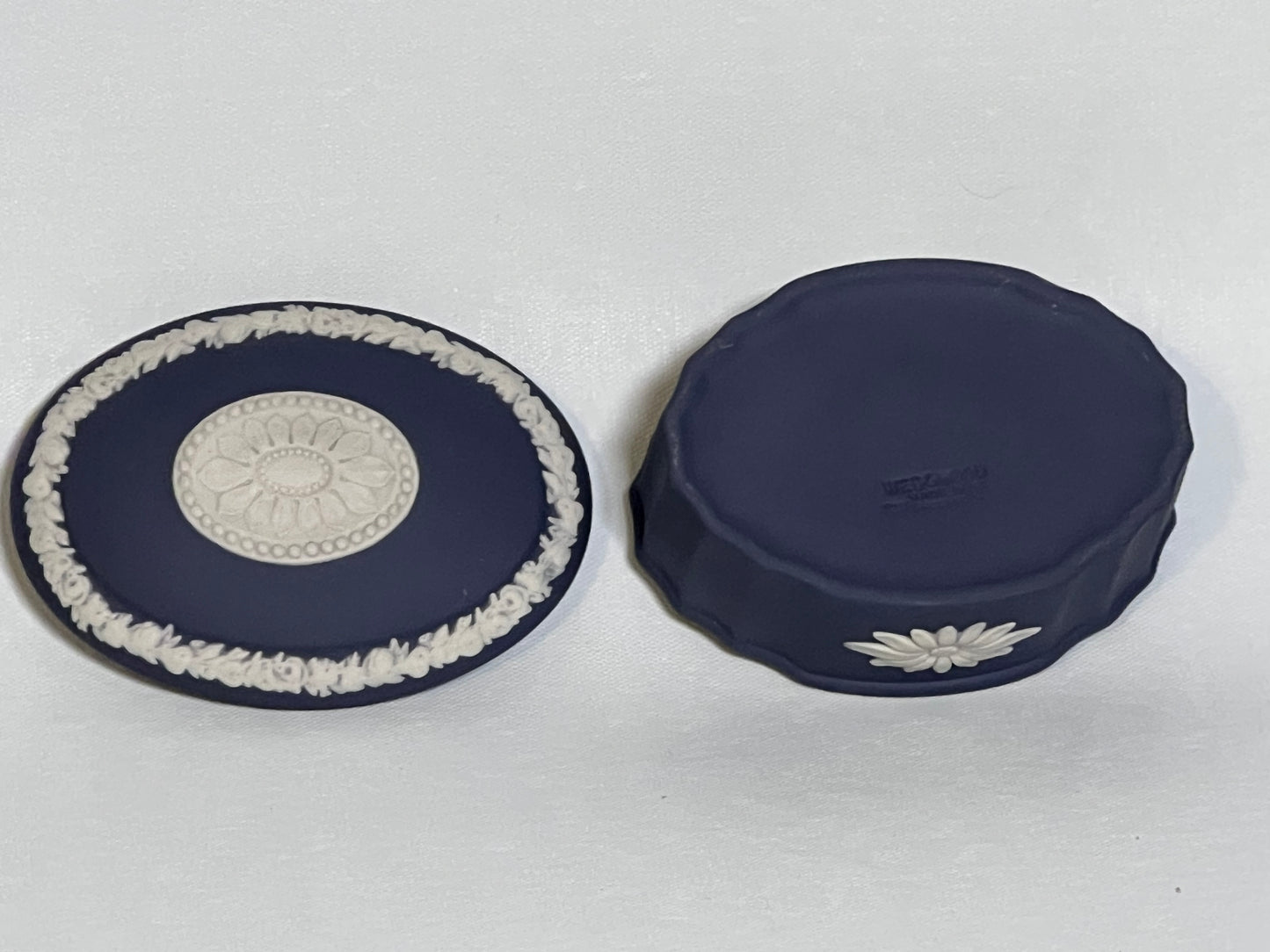 Wedgwood Portland Blue Jasperware Trinket Dish w/ Lid