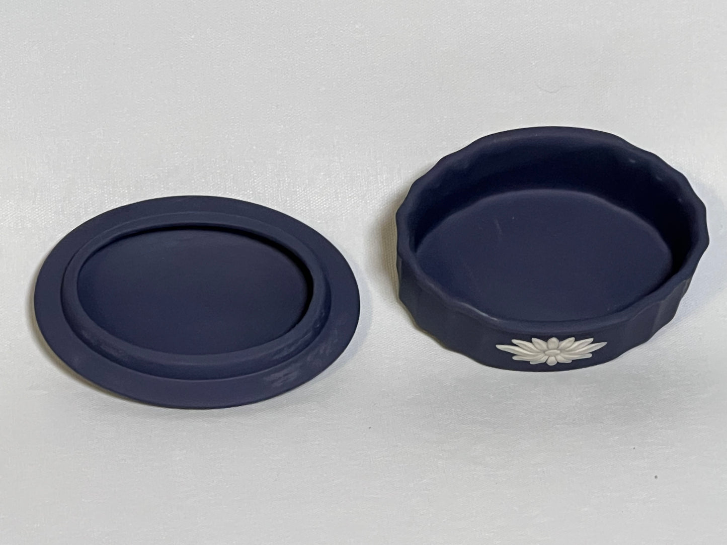 Wedgwood Portland Blue Jasperware Trinket Dish w/ Lid