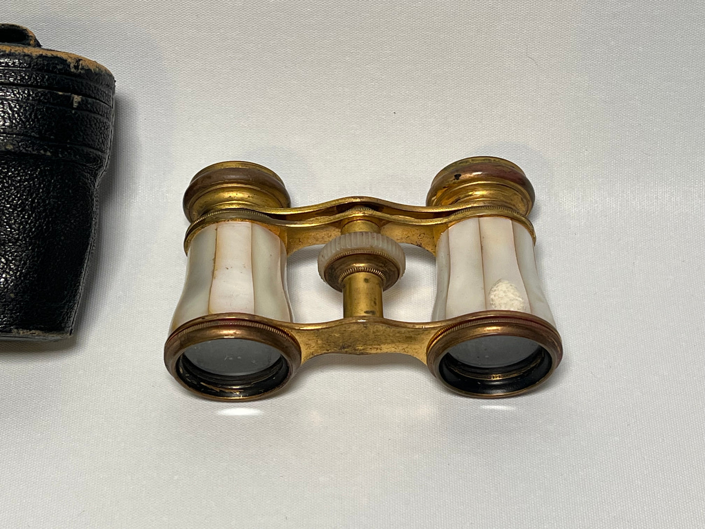 Antique Iris Opera Glasses, Mother of Pearl and Brass, Made in Paris, Includes Original Case