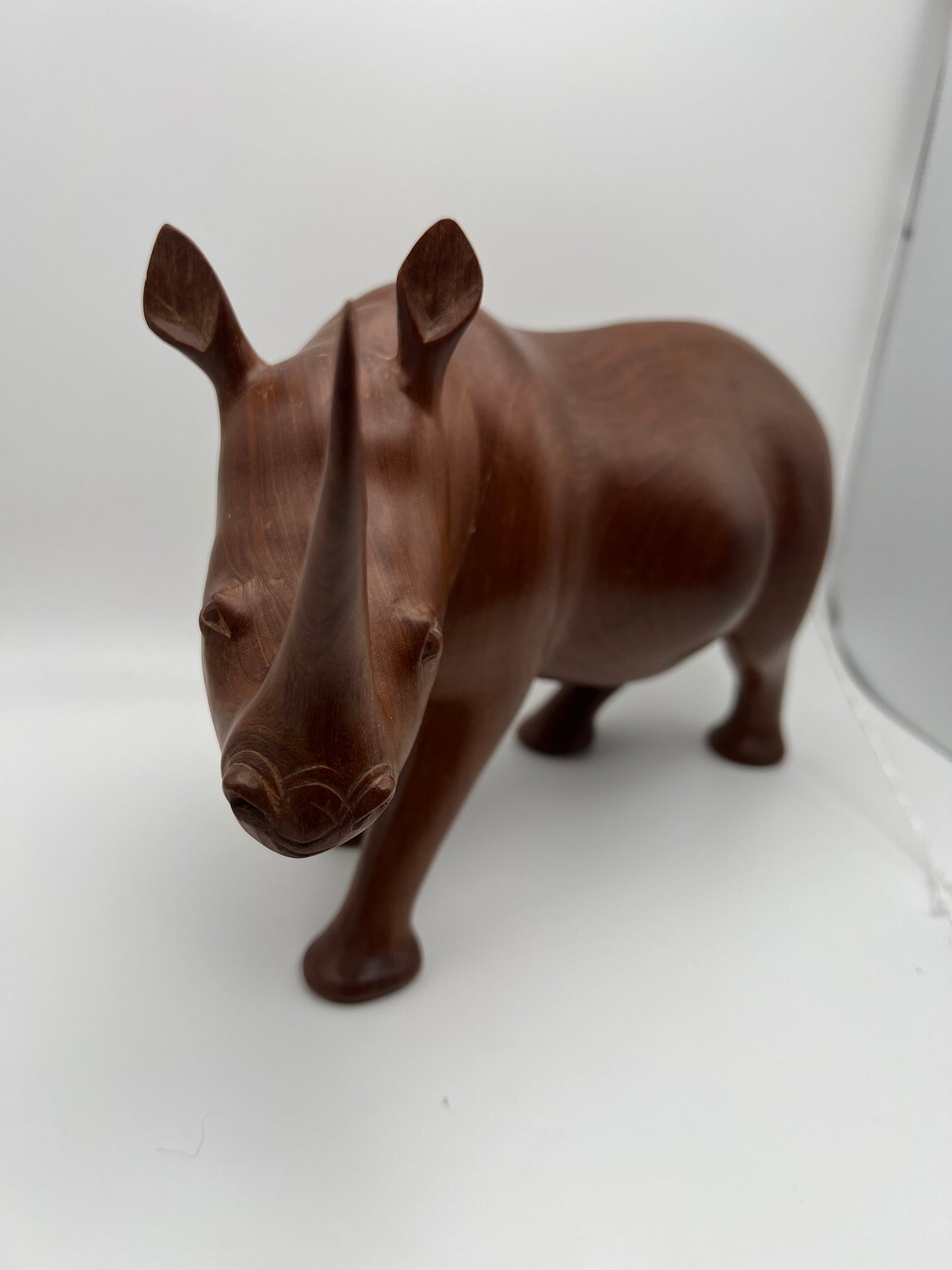 Hand-Carved Hardwood Rhinoceros