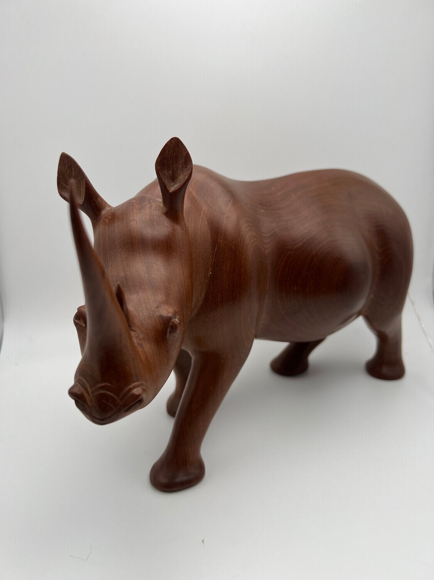 Hand-Carved Hardwood Rhinoceros