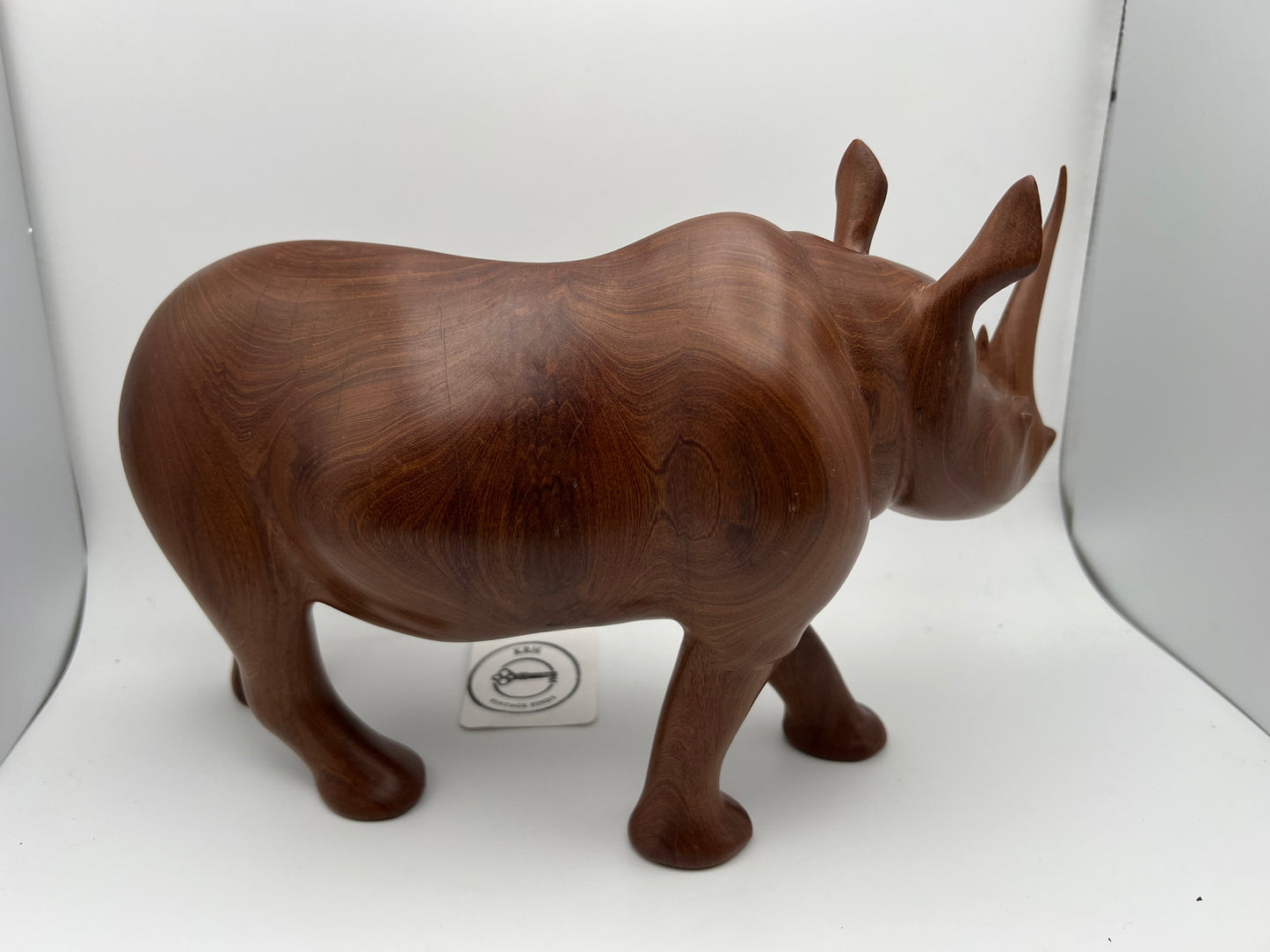 Hand-Carved Hardwood Rhinoceros