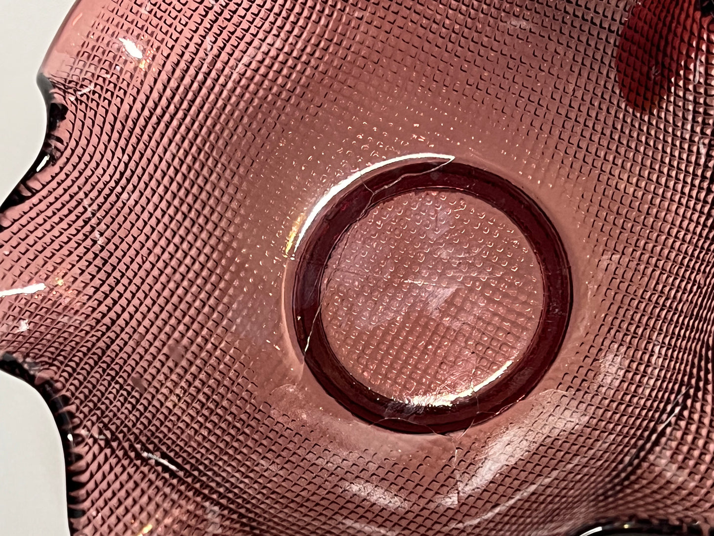 Amethyst Waffle Glass Bowl w/ Ruffled Edge by Colony