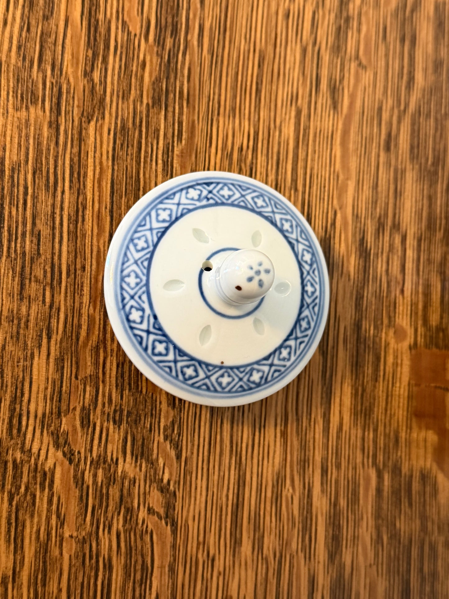 Chinese Blue and White Porcelain Teapot Featuring Rice Grain Pattern
