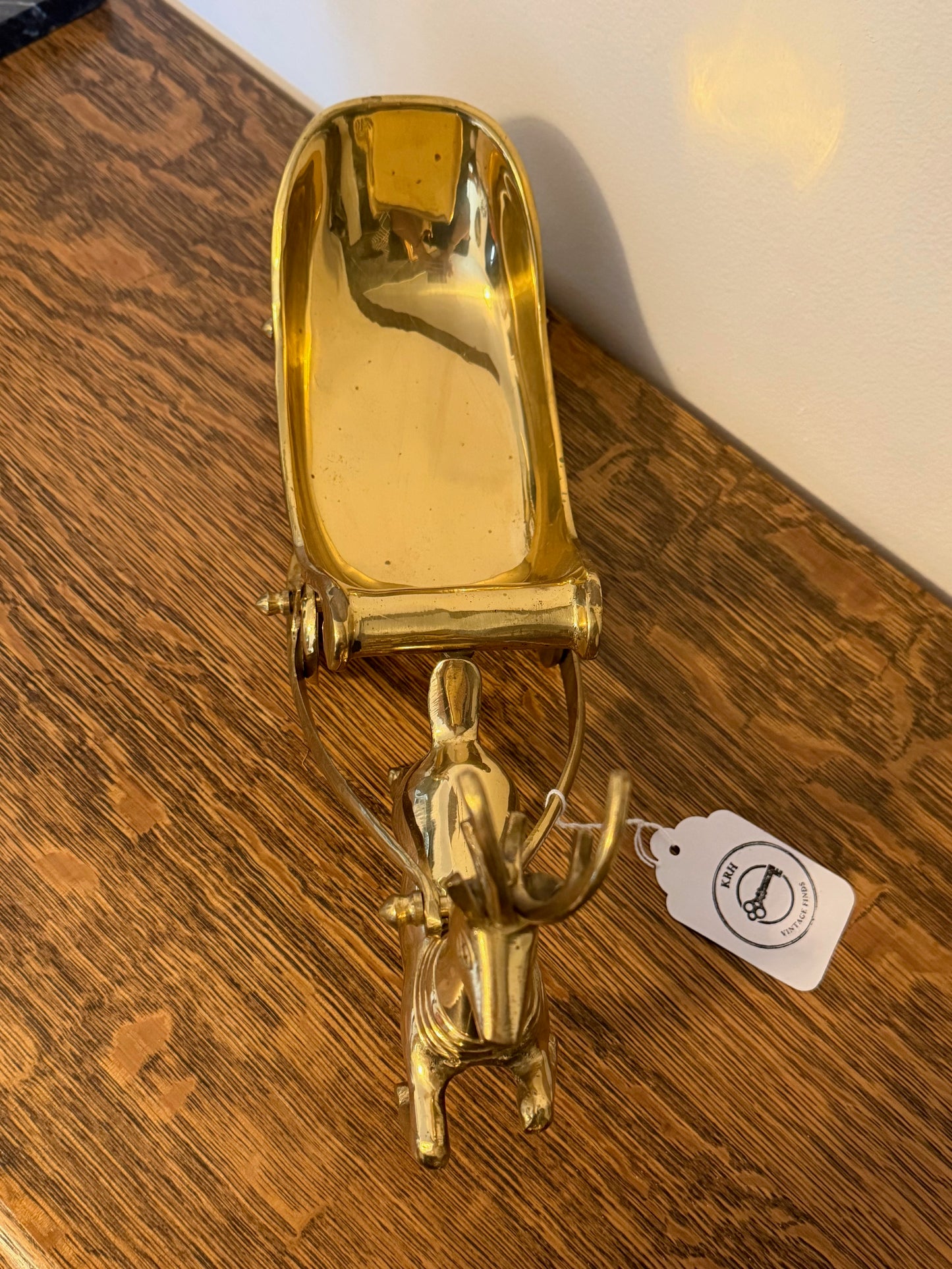 Handmade Solid Brass Reindeer w/ Sleigh