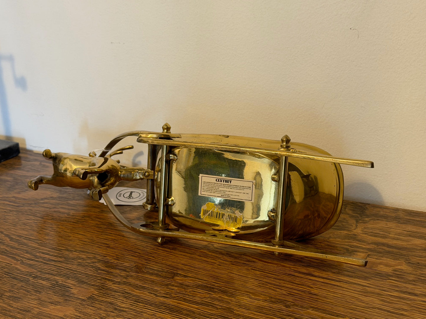 Handmade Solid Brass Reindeer w/ Sleigh