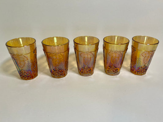 Set of 5, Harvest Carnival (Amber) Flat Juice Glasses