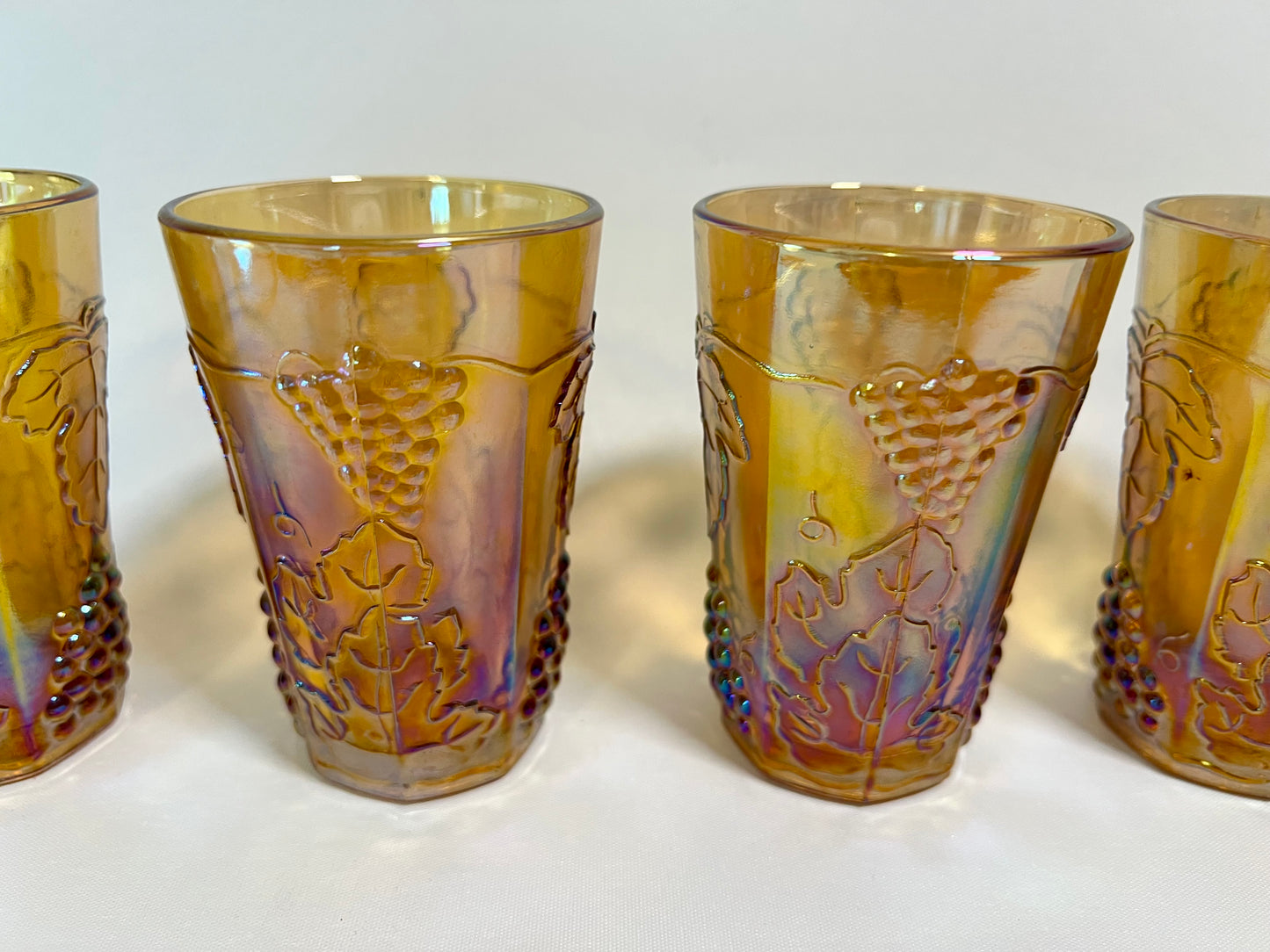 Set of 5, Harvest Carnival (Amber) Flat Juice Glasses