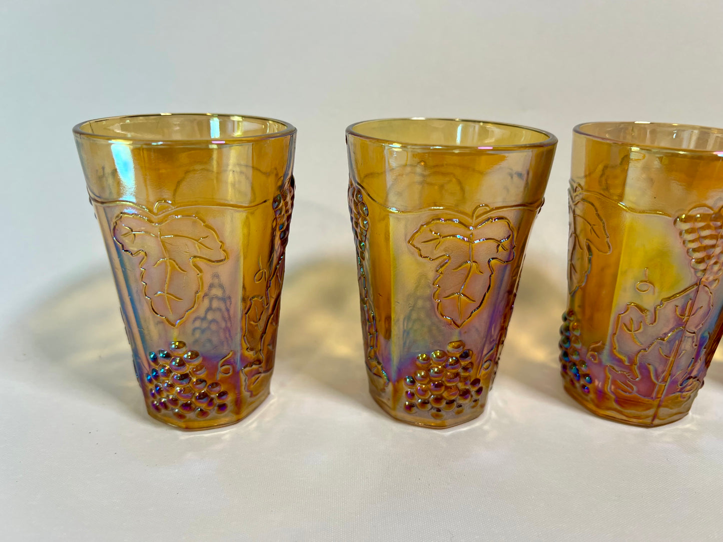 Set of 5, Harvest Carnival (Amber) Flat Juice Glasses