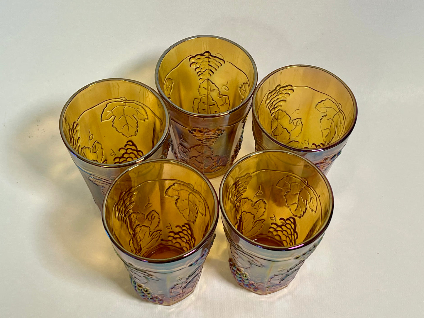 Set of 5, Harvest Carnival (Amber) Flat Juice Glasses