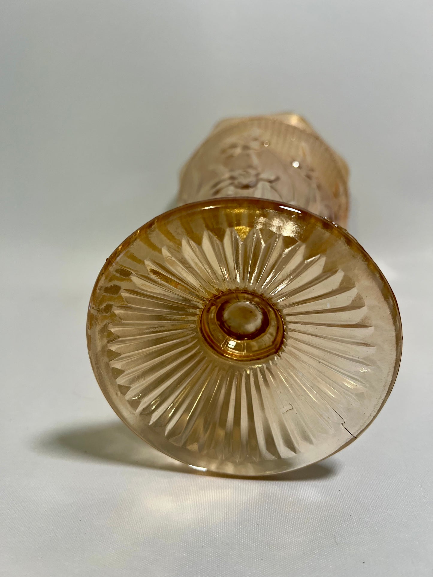 Iris & Herringbone Carnival Glass Vase by Jeannette Glass Company