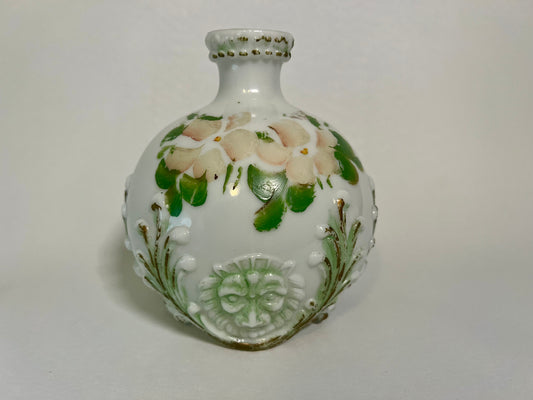 Antique Hand Painted Dithridge Milk Glass Barber Bottle