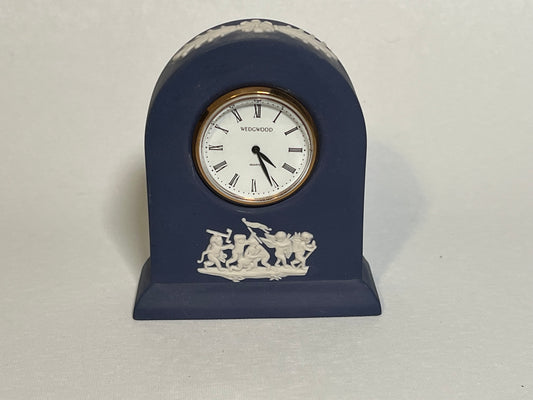 Wedgwood Portland Blue Jasperware Grecian Clock
