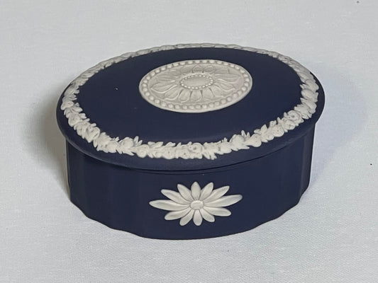 Wedgwood Portland Blue Jasperware Trinket Dish w/ Lid
