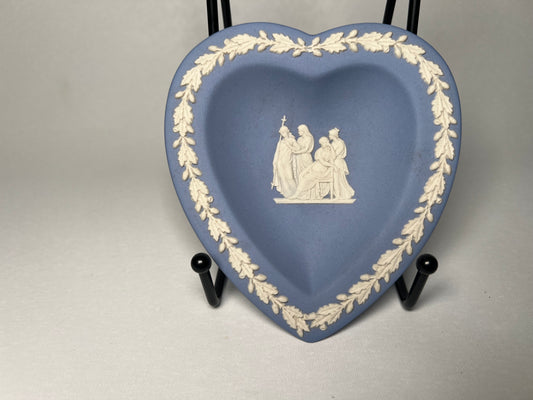 Wedgwood Jasperware Heart-Shaped Blue Trinket Dish, 1974